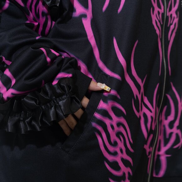 ACDC RAG - Nightmare Studded Bunny Ruffle Black Oversized Jacket - Picture 7 of 10